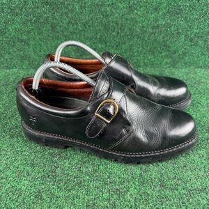 FRYE Frasier Mens Single Monk Strap Leather Shoes Size 9 D Black